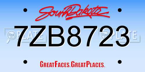 7ZB8723 South Dakota License Plate