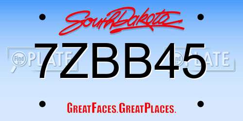 7ZBB45 South Dakota License Plate