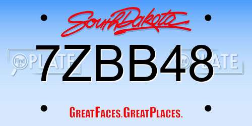 7ZBB48 South Dakota License Plate