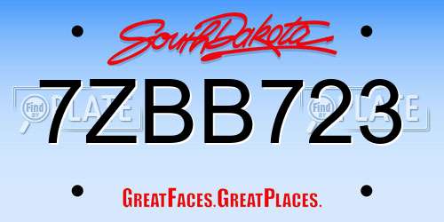 7ZBB723 South Dakota License Plate