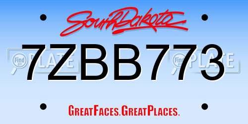 7ZBB773 South Dakota License Plate