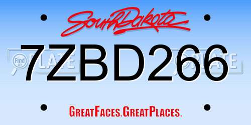 7ZBD266 South Dakota License Plate