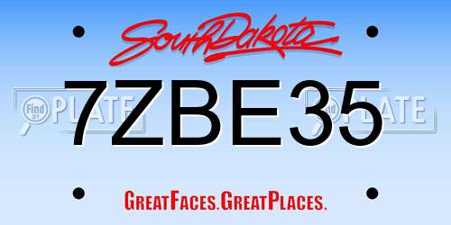 7ZBE35 South Dakota License Plate