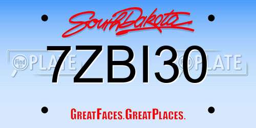 7ZBI30 South Dakota License Plate