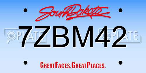 7ZBM42 South Dakota License Plate