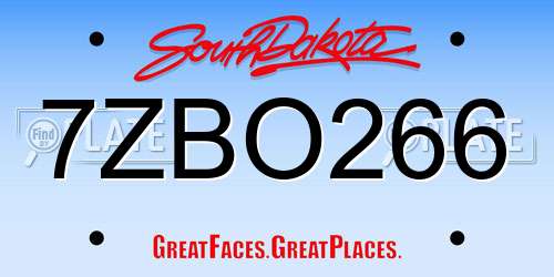 7ZBO266 South Dakota License Plate