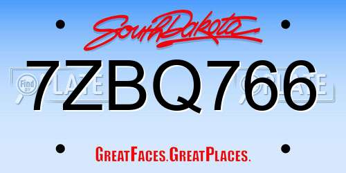 7ZBQ766 South Dakota License Plate