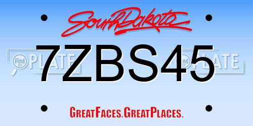 7ZBS45 South Dakota License Plate