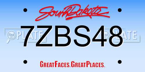 7ZBS48 South Dakota License Plate