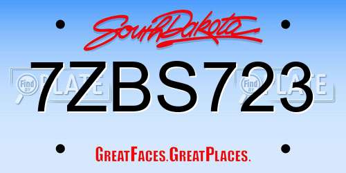 7ZBS723 South Dakota License Plate