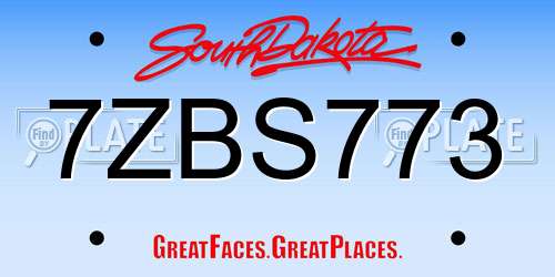 7ZBS773 South Dakota License Plate