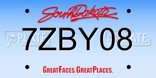 7ZBY08 South Dakota License Plate