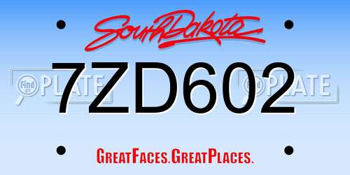 7ZD602 South Dakota License Plate