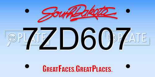 7ZD607 South Dakota License Plate
