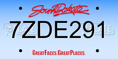 7ZDE291 South Dakota License Plate