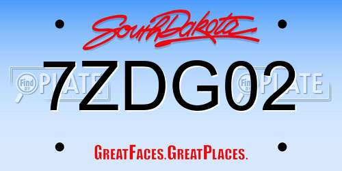 7ZDG02 South Dakota License Plate