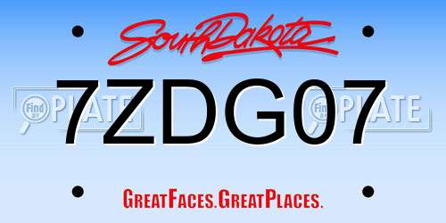 7ZDG07 South Dakota License Plate