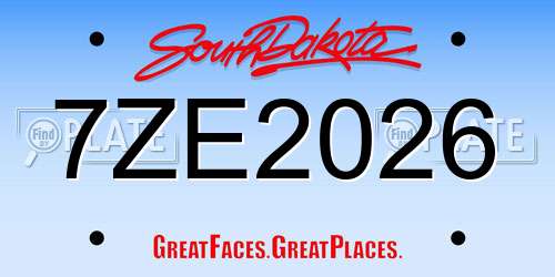 7ZE2026 South Dakota License Plate
