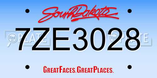 7ZE3028 South Dakota License Plate