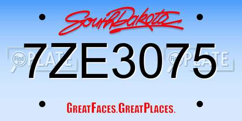 7ZE3075 South Dakota License Plate