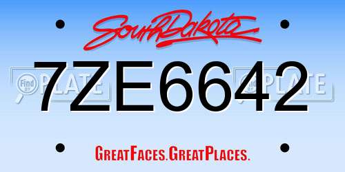 7ZE6642 South Dakota License Plate