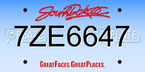 7ZE6647 South Dakota License Plate
