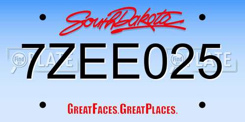 7ZEE025 South Dakota License Plate