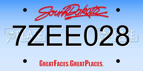 7ZEE028 South Dakota License Plate
