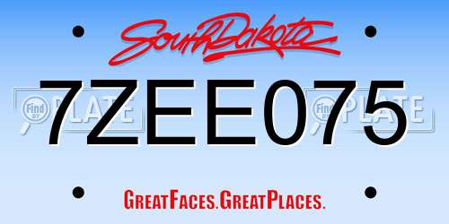 7ZEE075 South Dakota License Plate
