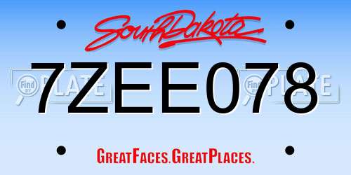 7ZEE078 South Dakota License Plate