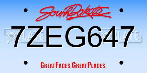 7ZEG647 South Dakota License Plate