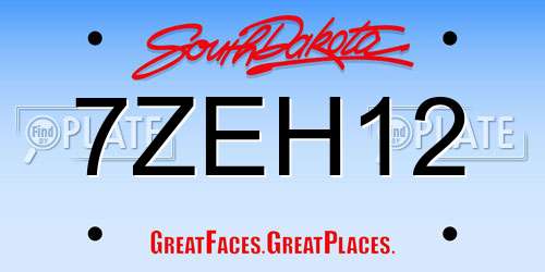7ZEH12 South Dakota License Plate