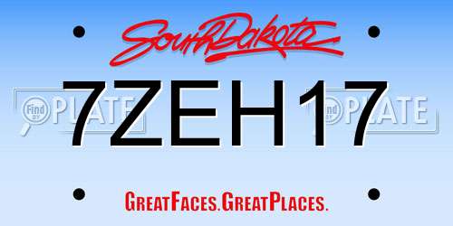 7ZEH17 South Dakota License Plate