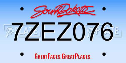 7ZEZ076 South Dakota License Plate