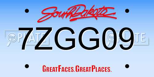 7ZGG09 South Dakota License Plate