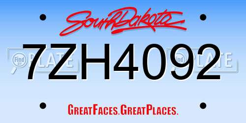 7ZH4092 South Dakota License Plate