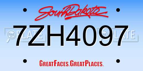 7ZH4097 South Dakota License Plate