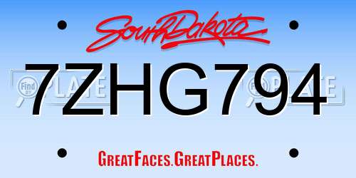 7ZHG794 South Dakota License Plate