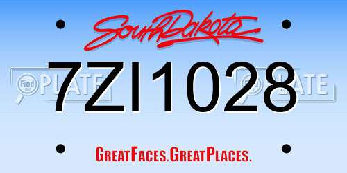 7ZI1028 South Dakota License Plate