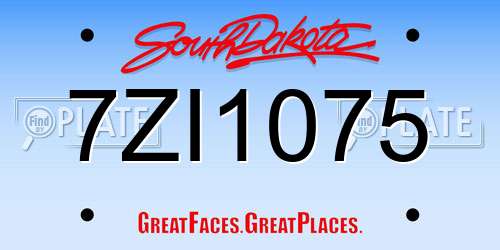 7ZI1075 South Dakota License Plate