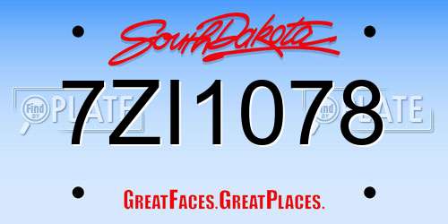 7ZI1078 South Dakota License Plate
