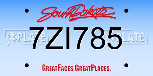 7ZI785 South Dakota License Plate