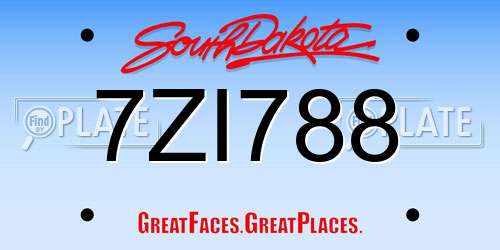 7ZI788 South Dakota License Plate