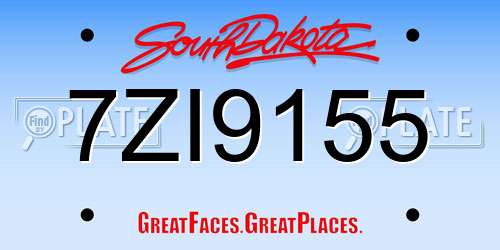 7ZI9155 South Dakota License Plate