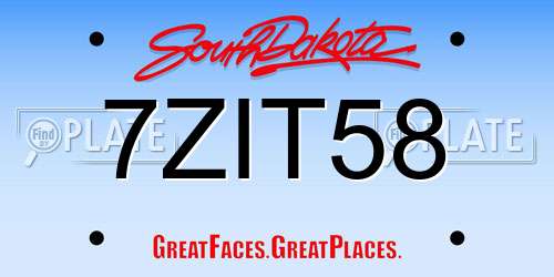 7ZIT58 South Dakota License Plate