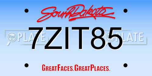 7ZIT85 South Dakota License Plate