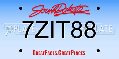 7ZIT88 South Dakota License Plate