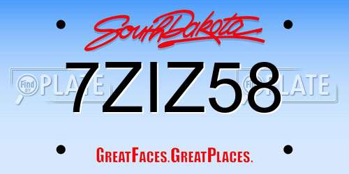 7ZIZ58 South Dakota License Plate