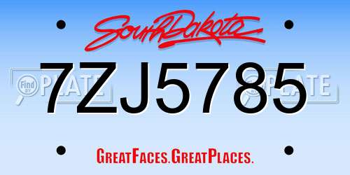 7ZJ5785 South Dakota License Plate