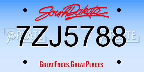 7ZJ5788 South Dakota License Plate